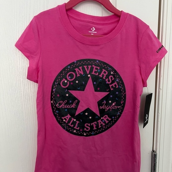 Converse cotton pink t-shirt, size 10-12, New with tags - Picture 1 of 7